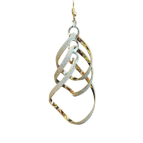 dangle earrings for women 2 pairs black gold tone sparkle 4 inches party - Picture 13 of 16